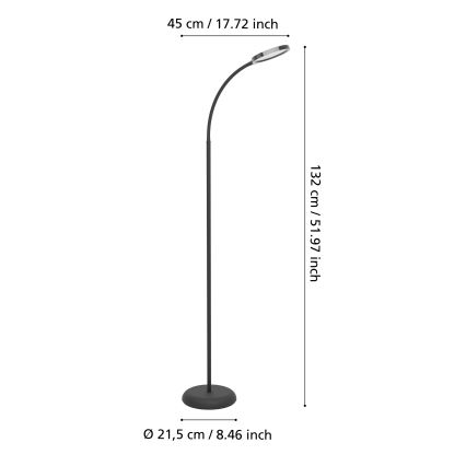 Eglo - Dimbare flexibele vloerlamp LED/5,5W/230V 2700/4000/6500K zwart