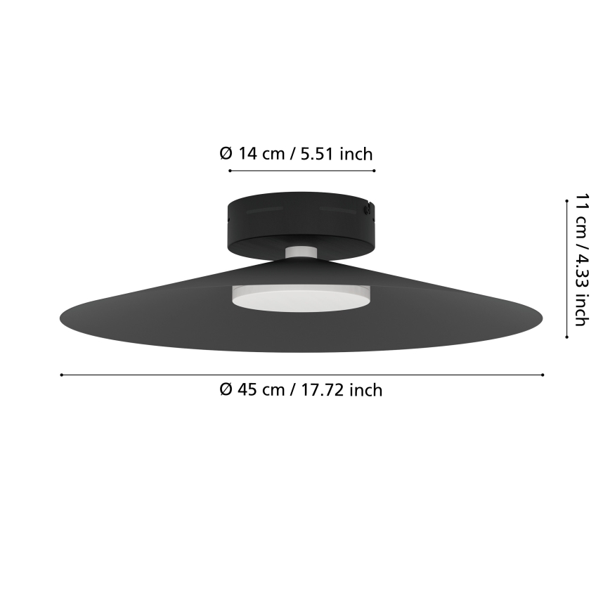 Eglo - Plafonnier LED RGBW dimmable LED/15,5W/230V 2700-6500K Ø 45 cm noir
