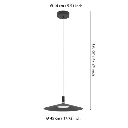 Eglo - Suspension LED RGBW dimmable sur câble LED/15,5W/230V 2700-6500K noir