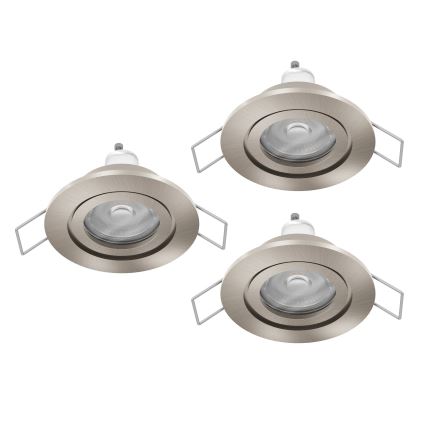Eglo - Set 3x LED badkamer inbouwspots 1xGU10/4,5W/230V IP44 mat chroom