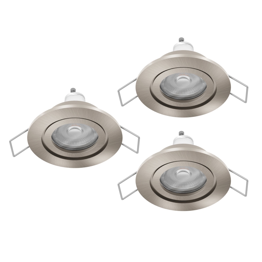 Eglo - Set 3x LED badkamer inbouwspots 1xGU10/4,5W/230V IP44 mat chroom