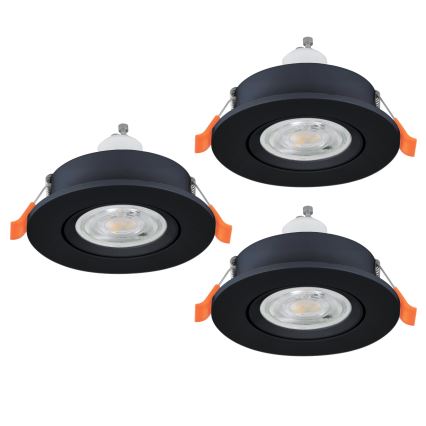 Eglo - Lot de 3 spots LED encastrables 1xGU10/4,5W/230V noirs