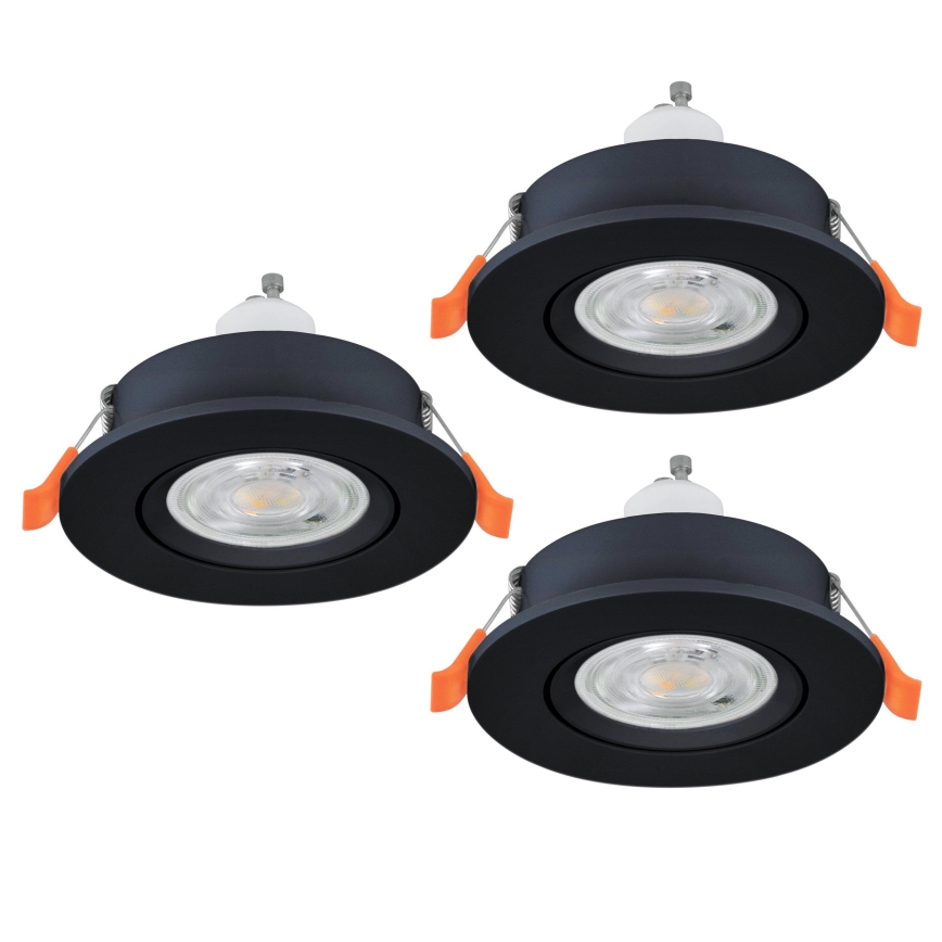 Eglo - Lot de 3 spots LED encastrables 1xGU10/4,5W/230V noirs