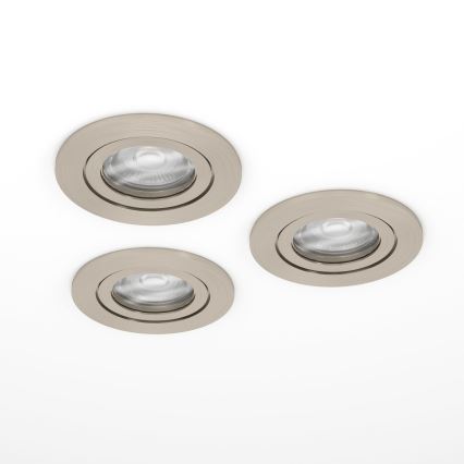 Eglo - Lot de 3 spots LED encastrés 1x GU10/4,5 W/230 V, chrome mat