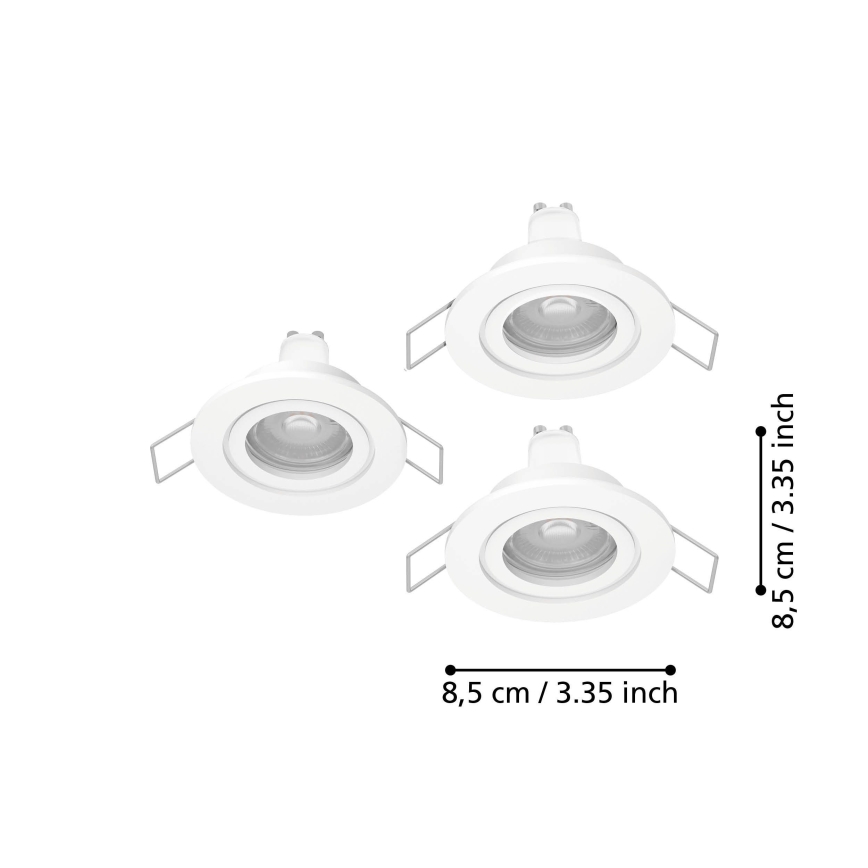 Eglo - Set van 3 LED inbouwspots voor badkamer 1x GU10/4,5W/230V IP44 wit