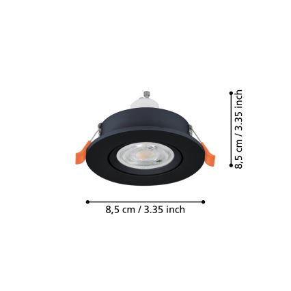 Eglo - LED-inbouwspot voor badkamer 1xGU10/4,5W/230V IP44 zwart