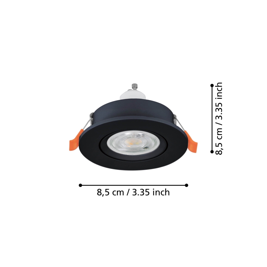 Eglo - LED-inbouwspot voor badkamer 1xGU10/4,5W/230V IP44 zwart
