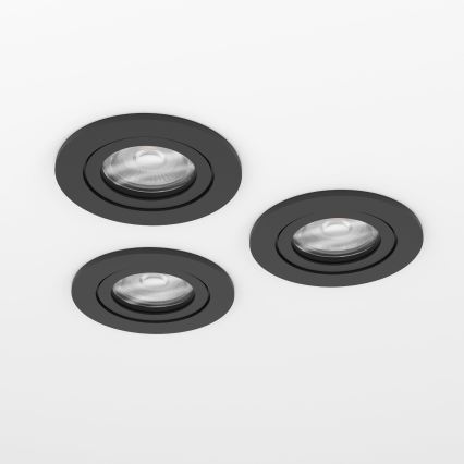 Eglo - set van 3 LED inbouwspots voor badkamer, 1x GU10/4,5W/230V, IP44, zwart