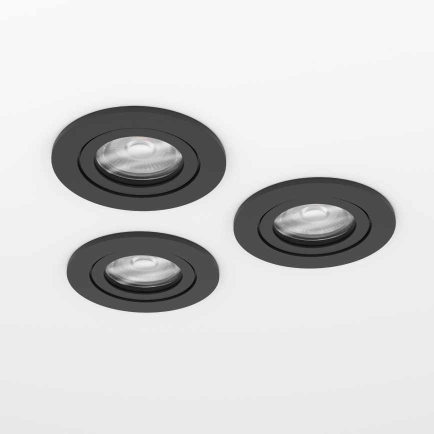 Eglo - set van 3 LED inbouwspots voor badkamer, 1x GU10/4,5W/230V, IP44, zwart