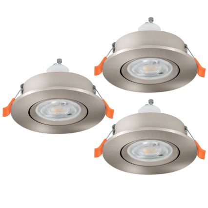 Eglo - Ensemble de 3 spots encastrés LED pour salle de bains, 1x GU10/4,5W/230V, IP44, chrome mat