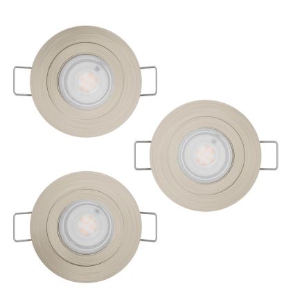 Eglo - Ensemble de 3 spots encastrés LED pour salle de bains, 1x GU10/4,5W/230V, IP44, chrome mat