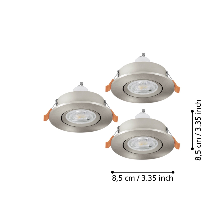 Eglo - Set van 3 LED inbouwspots voor badkamer 1x GU10/4,5W/230V IP44 mat chroom