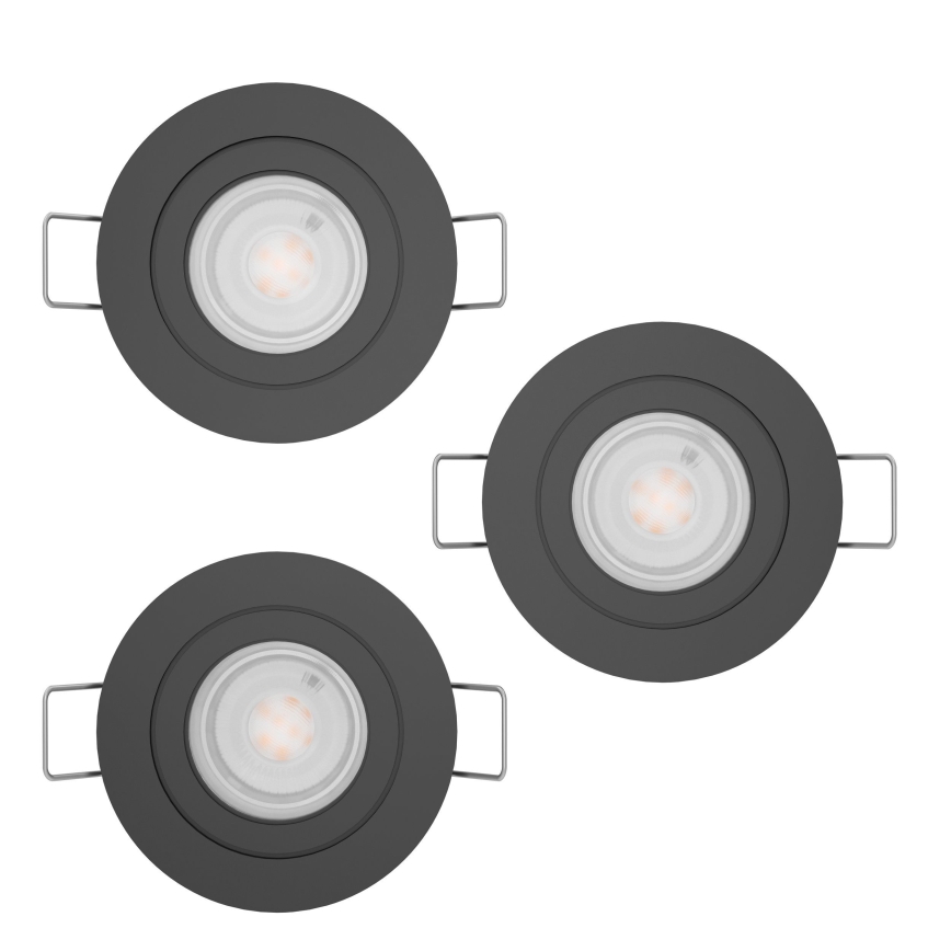 Eglo - Set van 3 LED inbouwspots 1xGU10/4,5W/230V zwart