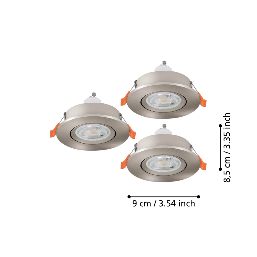 Eglo - Ensemble de 3 spots LED encastrables 1x GU10 / 4,5 W / 230 V, chrome mat