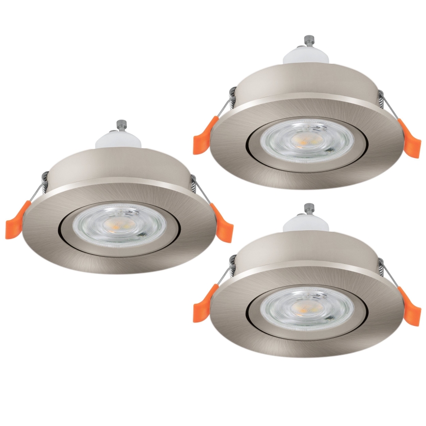 Eglo - Set van 3 LED-inbouwspots, 1x GU10/4,5W/230V, mat chroom