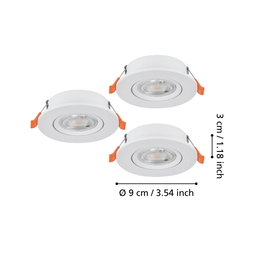 Eglo - Lot de 3 spots encastrés LED/4,8W/230V 2700/4000/6500K blanc