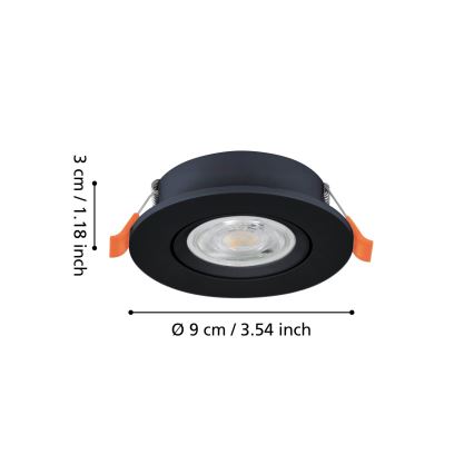 Eglo - LED inbouwspot LED/4,8W/230V 2700/4000/6500K zwart
