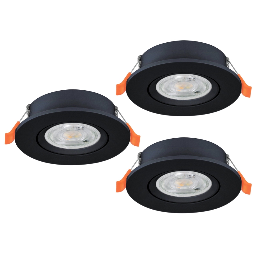 Eglo - Lot de 3 spots encastrés LED 4,8W 230V 2700/4000/6500K noir