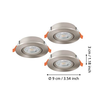 Eglo - LOT de 3 spots encastrés LED/4,8W/230V 2700/4000/6500K chrome mat