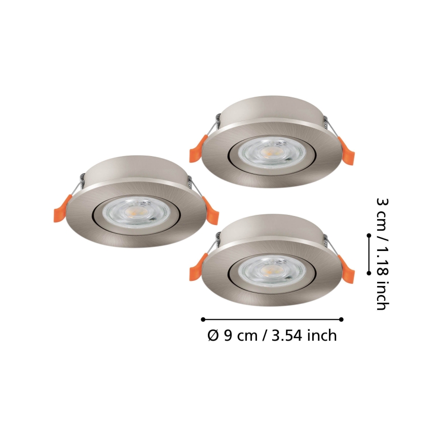 Eglo - LOT de 3 spots encastrés LED/4,8W/230V 2700/4000/6500K chrome mat