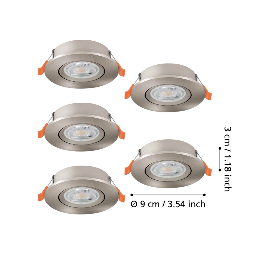 Eglo - Lot de 5 spots encastrés LED/4,8W/230V 2700/4000/6500K chrome mat