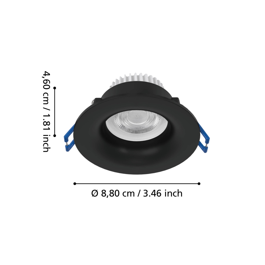 Eglo - LED badkamerspot inbouw LED/4,9W/230V 2700/4000/6500K Ø 8,8 cm IP65 zwart