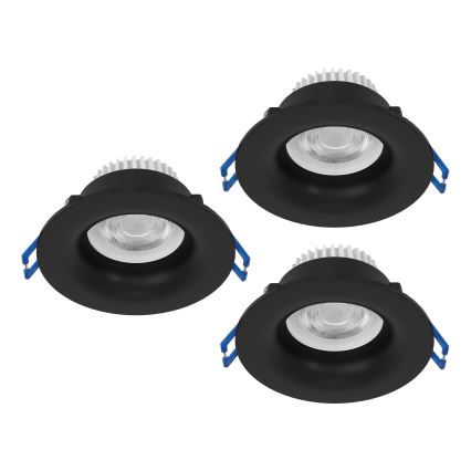 Eglo - Set van 3 LED-inbouwspots voor badkamer, 4,9W, 230V, 2700/4000/6500K, Ø 8,8 cm, IP65, zwart