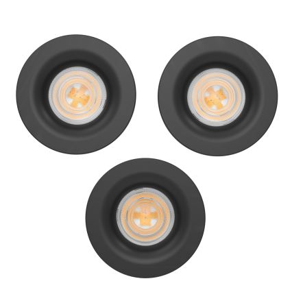 Eglo - Set van 3 LED-inbouwspots voor badkamer, 4,9W, 230V, 2700/4000/6500K, Ø 8,8 cm, IP65, zwart