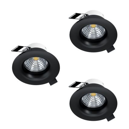 Eglo - Lot de 3 spots encastrés dimmables LED/4,8W/230V Ø 8,8 cm noir