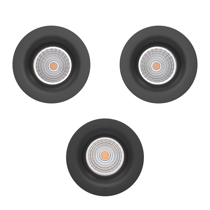 Eglo - SET van 3 dimbare LED-inbouwspots LED/4,8W/230V Ø 8,8 cm zwart