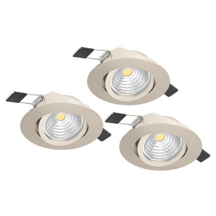 Eglo - Lot de 3 spots LED encastrables dimmables, 6,4 W, 230 V, Ø 8,8 cm, chrome mat