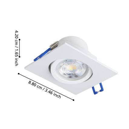 Eglo - Lot de 3 spots encastrables LED dimmables, 4,8 W, 230 V, 8,8 x 8,8 cm, blanc