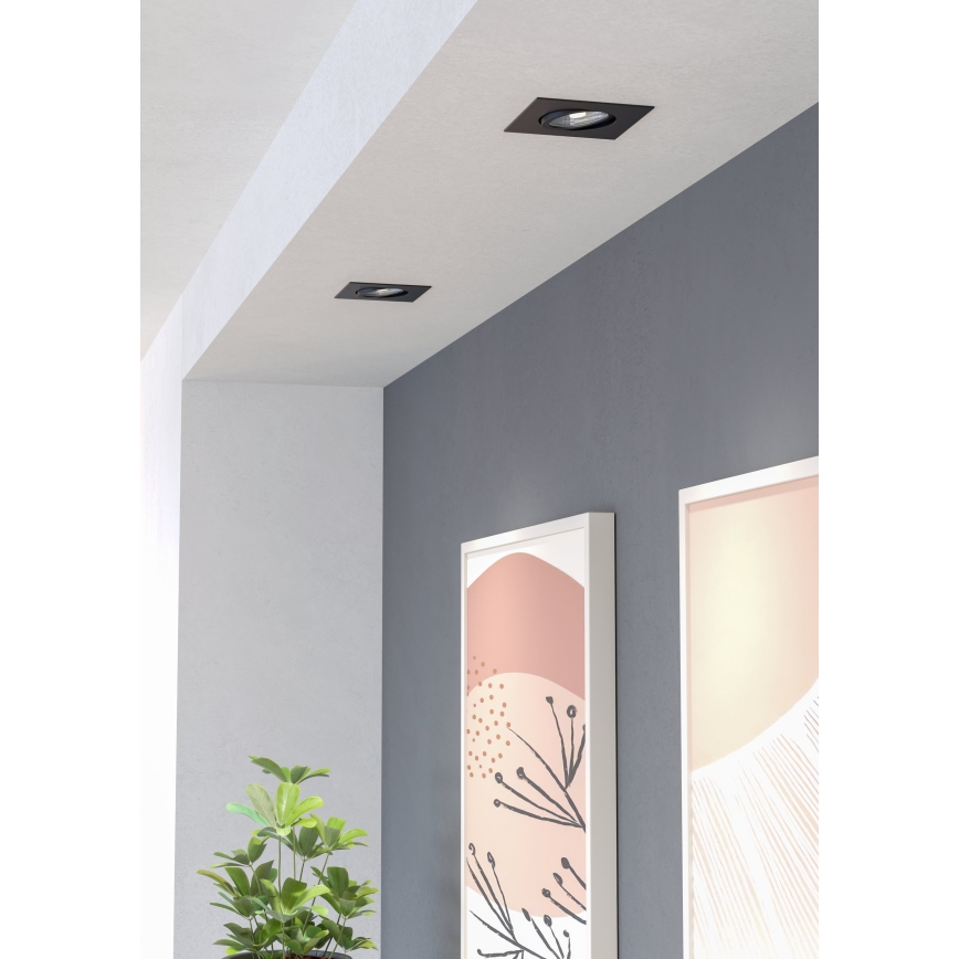 Eglo - Lot de 3 spots encastrés LED dimmables LED/4,8W/230V 8,8x8,8 cm noir