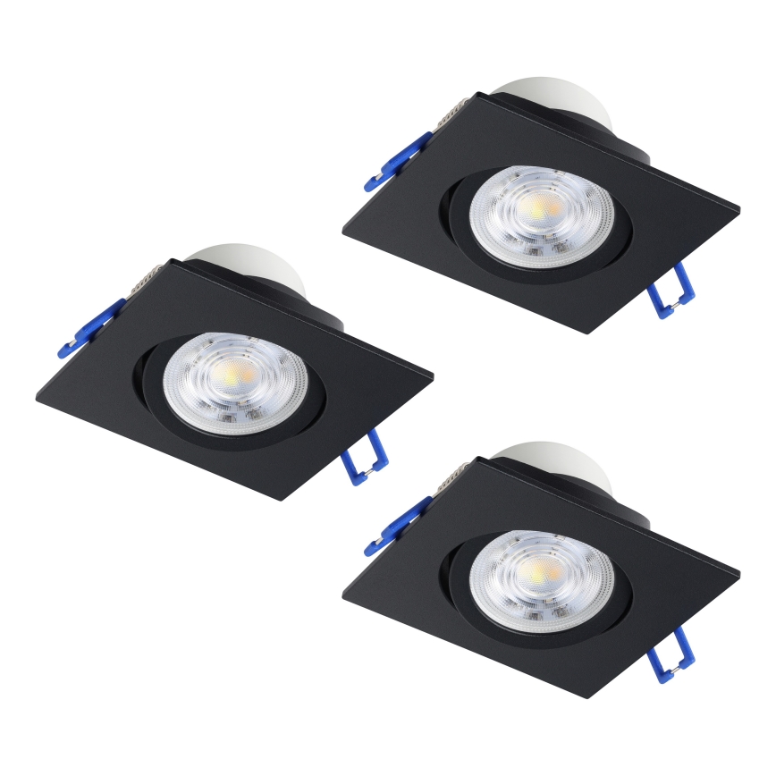 Eglo - SET van 3 dimbare inbouw-LED-spots LED/6,4W/230V 8,8x8,8 cm zwart