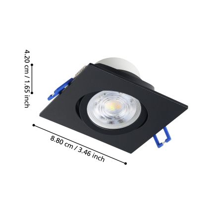 Eglo - SET van 3 dimbare inbouw-LED-spots LED/6,4W/230V 8,8x8,8 cm zwart