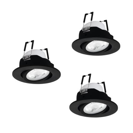 Eglo - Set van 3 dimbare RGBW LED-inbouwspots, 4,7W, 230V, 2700–6500K, zwart