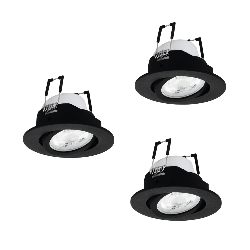 Eglo - Set van 3 dimbare RGBW LED-inbouwspots, 4,7W, 230V, 2700–6500K, zwart