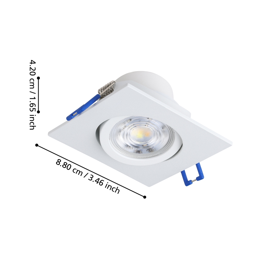 Eglo - SET 3x dimbare inbouwspots LED/6,4W/230V 8,8x8,8 cm wit