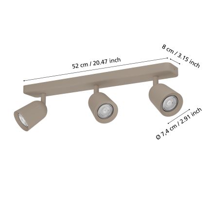 Eglo - Plafonnier à spots 3xGU10/10W/230V beige