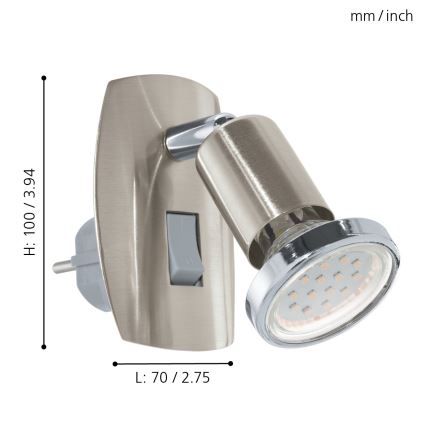 Eglo - LED stekkerlamp 1xGU10/2,8W/230V mat chroom