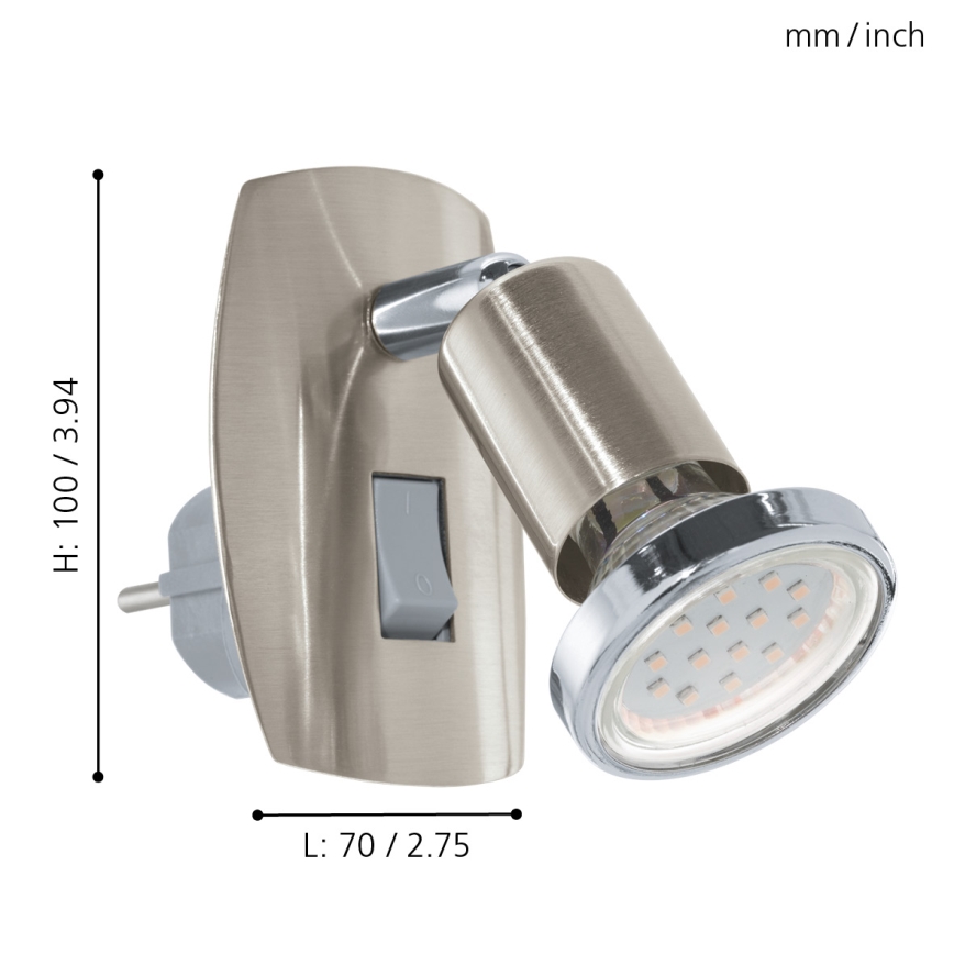 Eglo - LED stekkerlamp 1xGU10/2,8W/230V mat chroom