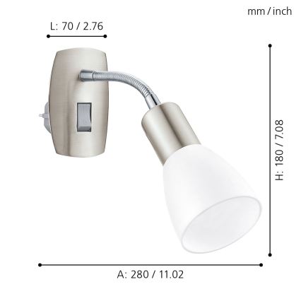 Eglo - Plug-in-wandlamp 1xE14/5W/230V, mat chroom