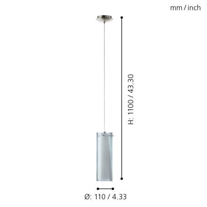EGLO - Hanglamp 1 x E27/60W gerookt