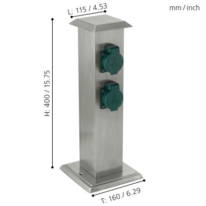 EGLO - Colonne de prise extérieur vert SCHUKO IP44