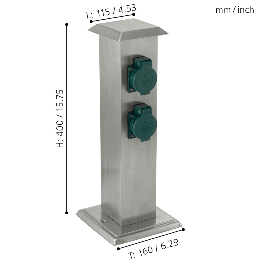 EGLO - Colonne de prise extérieur vert SCHUKO IP44