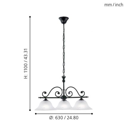 Eglo - Suspension chaîne 3xE27/60W/230V