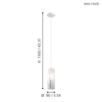 Eglo 92739 - Hanglamp RIVATO 1xE27/60W/230V