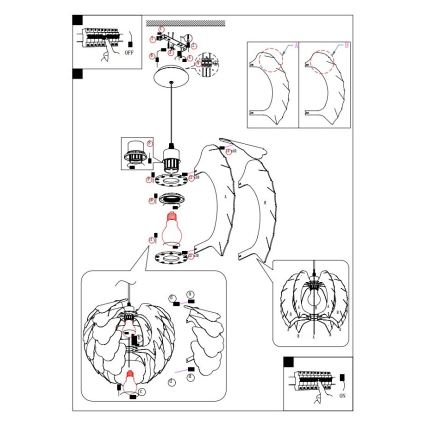 Eglo 92888 - Hanglamp FILETTA E27/60W/230V