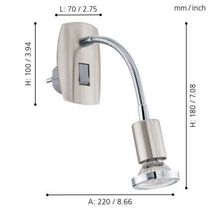 Eglo - Lampe LED à brancher 1xGU10-LED/3W/230V