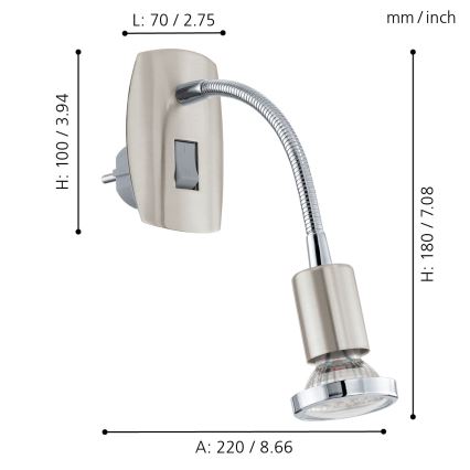 Eglo - LED Stopcontact lamp 4 1xGU10-LED/3W/230V